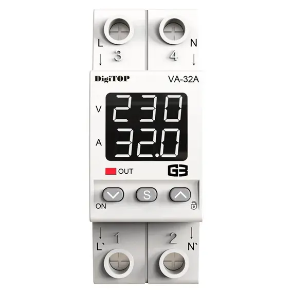 РЕЛЕ DIGITOP VА-32A M2W ЗА ЗАЩИТА ОТ НАПРЕЖЕНИЕ С КОНТРОЛ НА ТОКА И ТЕРМОЗАЩИТА